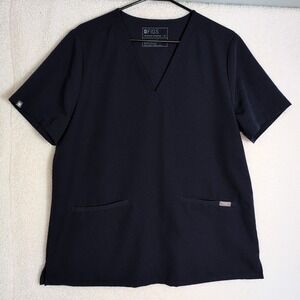 Figs Dark Blue Technical Collection Women's Size XL Front Pockets Scrub Top